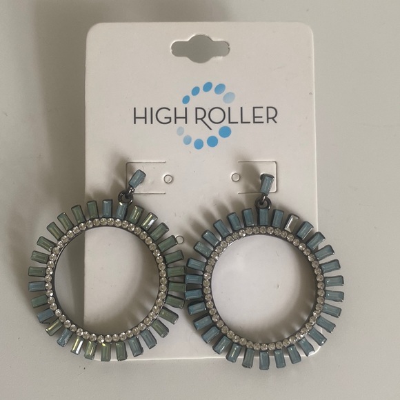 High Roller Round Rhinestone Earrings - Picture 1 of 6